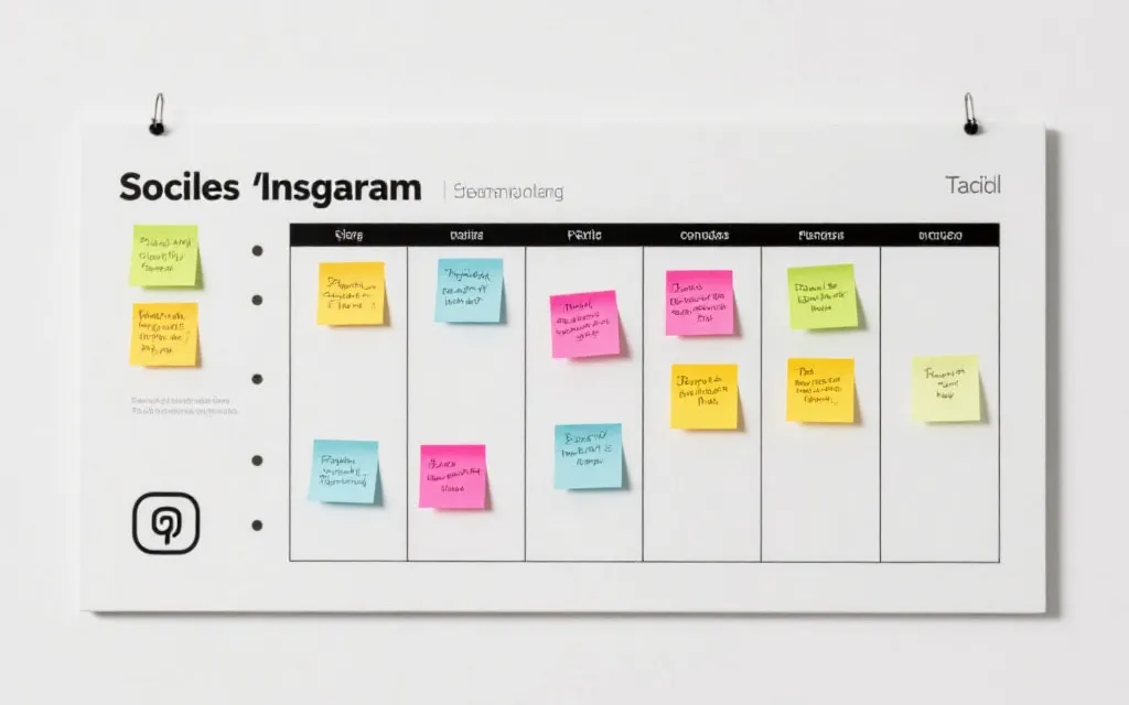 社媒内容看板与连载栏目排期，视觉上有战术板与便签纸元素，体现世界杯社媒内容整合战役